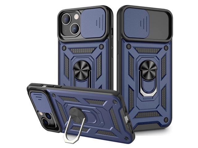 Kickstand Ring Holder with Slide Camera Cover TPU Magnetic Car Mount for APPLE IPHONE 13 In Blue