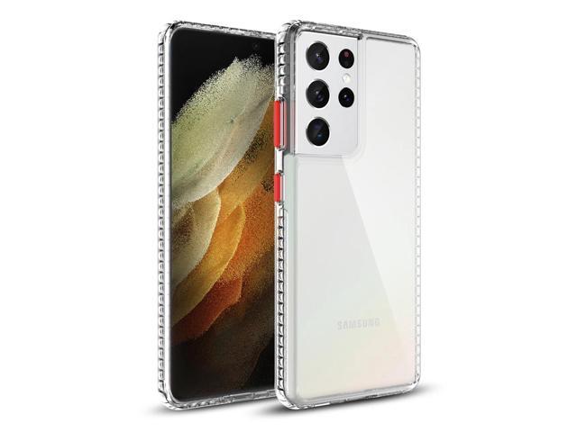 TPU Bumper Shockproof Case With Embedded Coil In BlackSAMSUNG GALAXY S21/S30 ULTRA In Clear Red