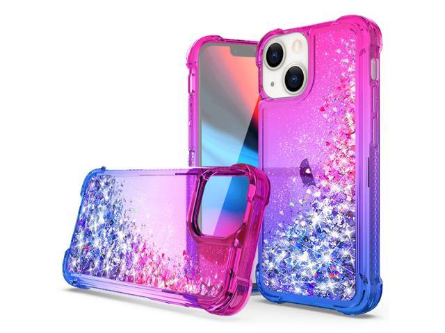Shiny Flowing Glitter Liquid Bumper Case For APPLE IPHONE 13 In Pink