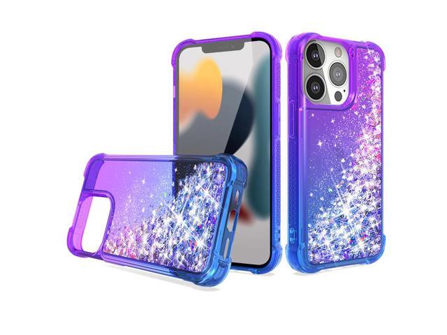Shiny Flowing Glitter Liquid Bumper Case For APPLE IPHONE 13 PRO MAX In Purple