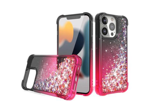 Shiny Flowing Glitter Liquid Bumper Case For APPLE IPHONE 13 PRO In Black