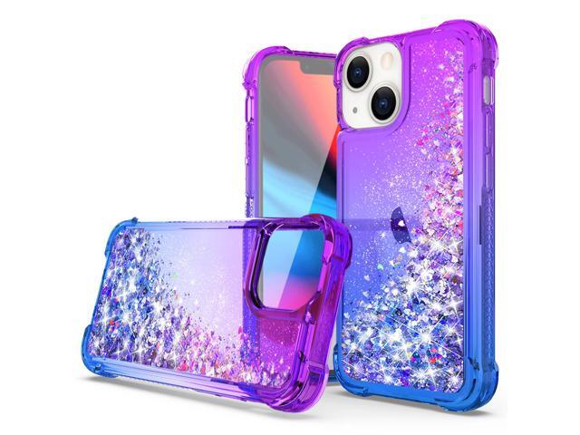 Shiny Flowing Glitter Liquid Bumper Case For APPLE IPHONE 13 In Purple