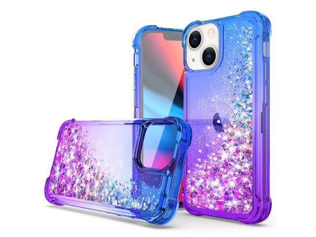 Shiny Flowing Glitter Liquid Bumper Case For APPLE IPHONE 13 In Blue