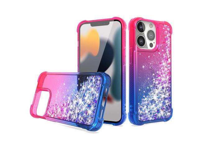 Shiny Flowing Glitter Liquid Bumper Case For APPLE IPHONE 13 PRO MAX In Pink