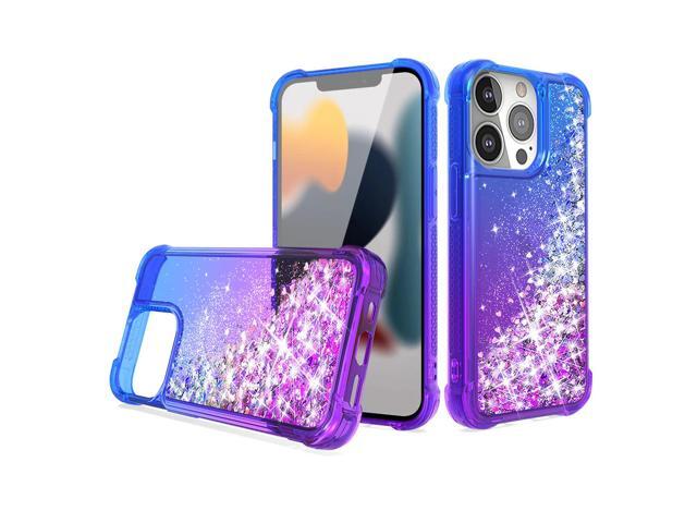 Shiny Flowing Glitter Liquid Bumper Case For APPLE IPHONE 13 PRO MAX In Blue
