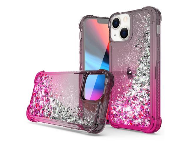 Shiny Flowing Glitter Liquid Bumper Case For APPLE IPHONE 13 In Black