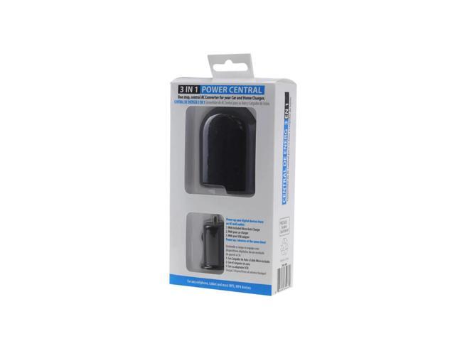 REIKO 1 AMP 3-IN-1 AC TO DC WALL ADAPTER TO CAR CHARGER IN BLACK