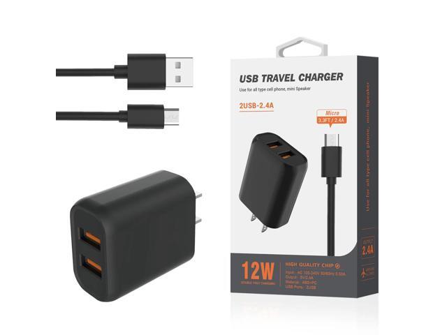 Reiko Micro Portable Travel Home Charger With Built In 5 Ft Cable In Black