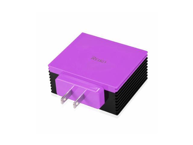 REIKO 4 AMP FOUR PORTS PORTABLE TRAVEL STATION CHARGER IN PURPLE
