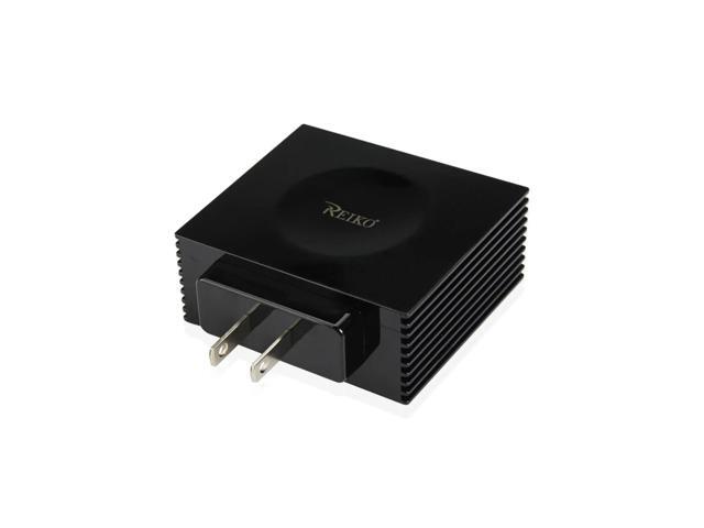REIKO 4 AMP FOUR PORTS PORTABLE TRAVEL STATION CHARGER IN BLACK