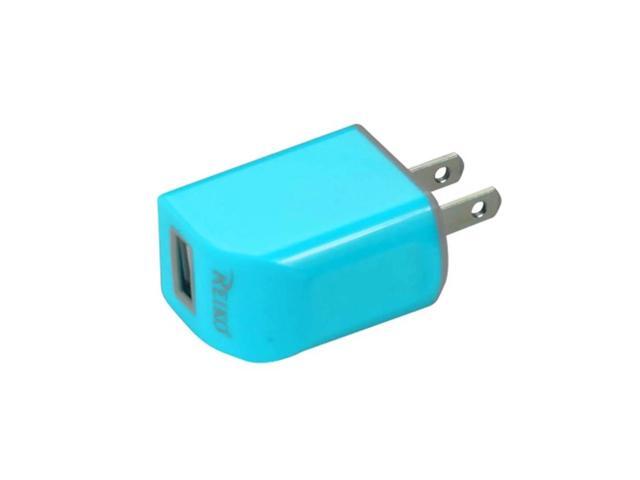 REIKO MICRO USB 1 AMP PORTABLE MICRO TRAVEL ADAPTER CHARGER WITH CABLE IN BLUE