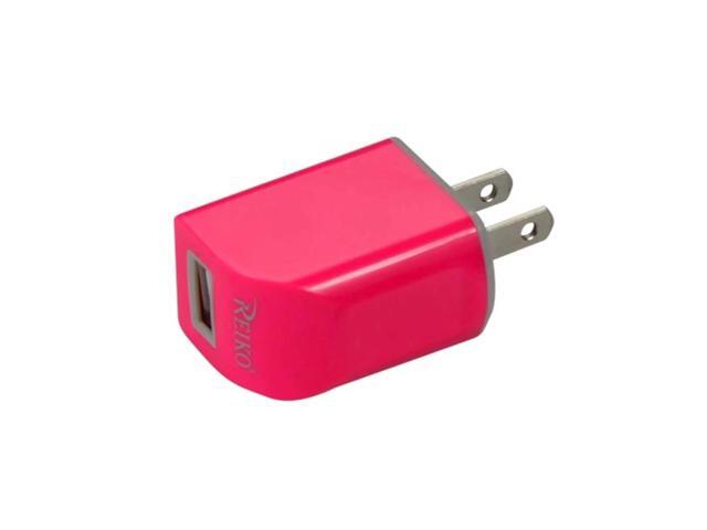 REIKO MICRO USB 1 AMP PORTABLE MICRO TRAVEL ADAPTER CHARGER WITH CABLE IN HOT PINK