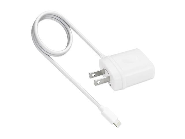 REIKO PORTABLE 8PIN USB TRAVEL ADAPTER CHARGER WITH BUILT IN CABLE IN WHITE