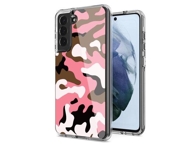 Camouflage Dual Layer Hybrid Hard Plastic and Soft TPU Rubber Case Cover for SAMSUNG GALAXY S21 FE In Pink