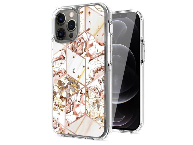 Flower Design Pattern Printing Dual Layer Hybrid Hard Plastic and Soft TPU Rubber Case Cover for APPLE IPHONE 12 PRO MAX In White Base Flower