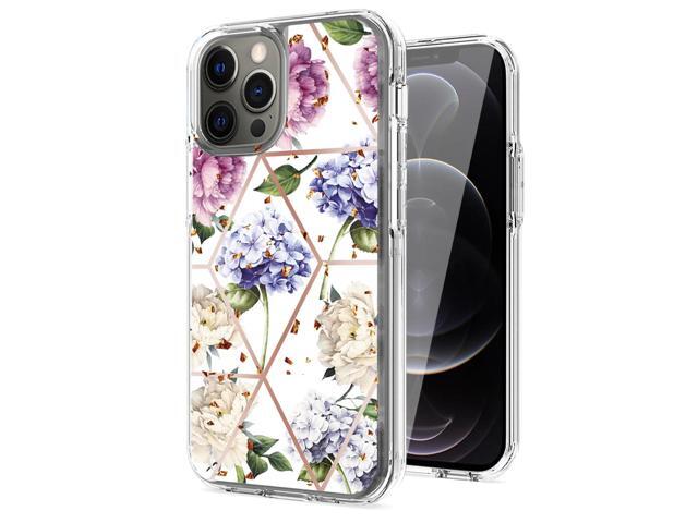 Flower Design Pattern Printing Dual Layer Hybrid Hard Plastic and Soft TPU Rubber Case Cover for APPLE IPHONE 12 PRO MAX In Light Purple Base Flower