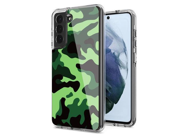 Camouflage Dual Layer Hybrid Hard Plastic and Soft TPU Rubber Case Cover for SAMSUNG GALAXY S21 FE In Mint Green