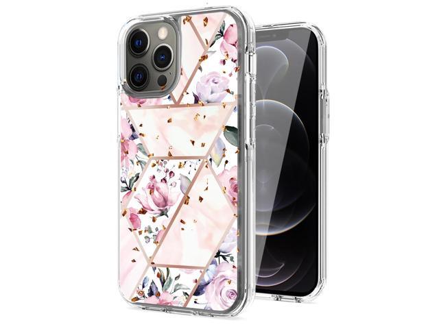 Flower Design Pattern Printing Dual Layer Hybrid Hard Plastic and Soft TPU Rubber Case Cover for APPLE IPHONE 12 PRO MAX In Pink Base Flower