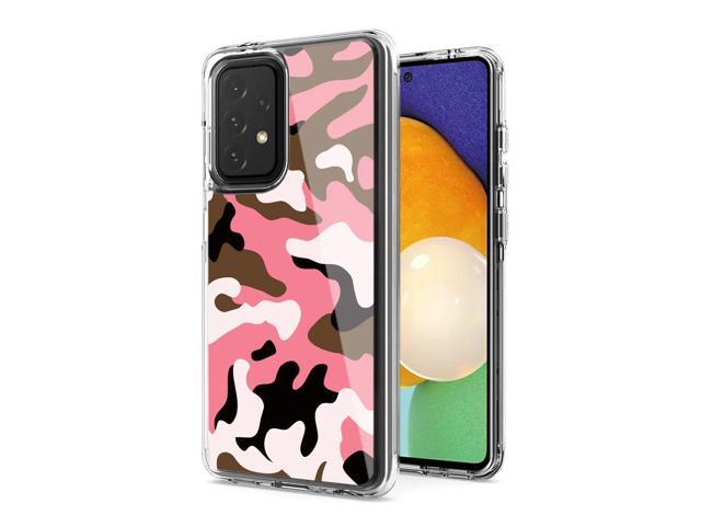 Camouflage Dual Layer Hybrid Hard Plastic and Soft TPU Rubber Case Cover for SAMSUNG GALAXY A52 5G In Pink