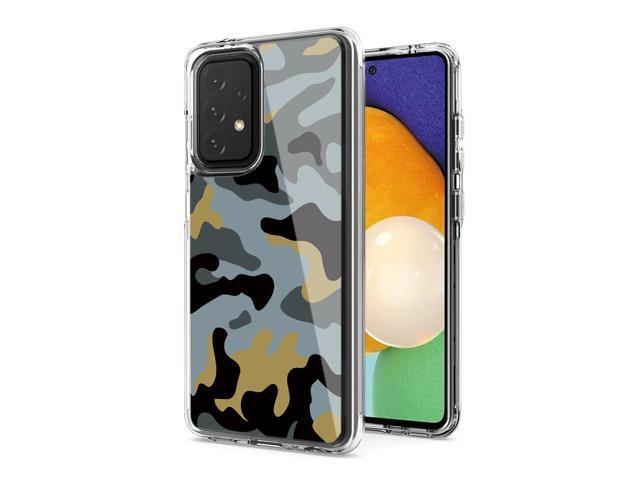 Camouflage Dual Layer Hybrid Hard Plastic and Soft TPU Rubber Case Cover for SAMSUNG GALAXY A52 5G In Blue