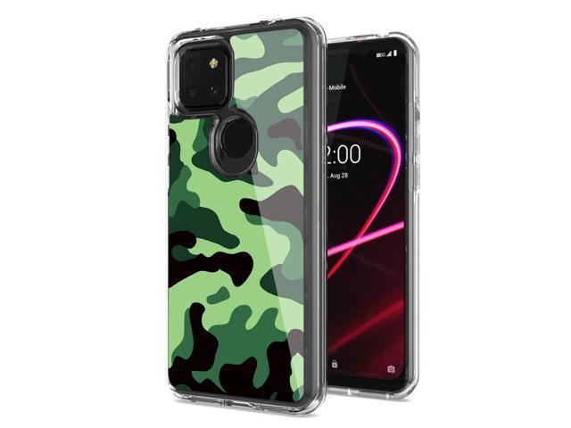 Camouflage Dual Layer Hybrid Hard Plastic and Soft TPU Rubber Case Cover for REVVL 5G In Mint Green