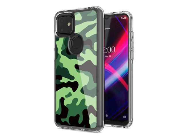 Camouflage Dual Layer Hybrid Hard Plastic and Soft TPU Rubber Case Cover for REVVL 4 PLUSE In Mint Green