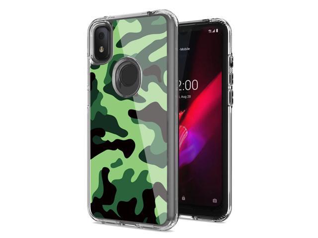 Camouflage Dual Layer Hybrid Hard Plastic and Soft TPU Rubber Case Cover for REVVL 4 In Mint Green