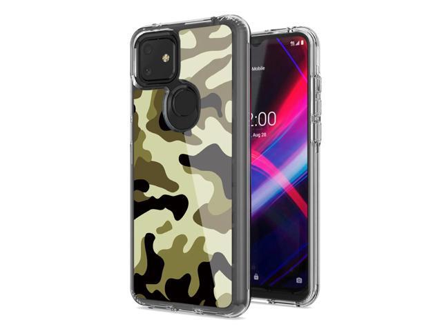Camouflage Dual Layer Hybrid Hard Plastic and Soft TPU Rubber Case Cover for REVVL 4 PLUSE In Green