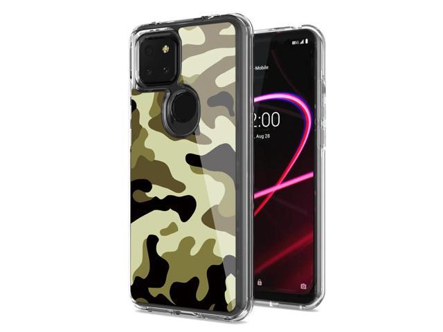 Camouflage Dual Layer Hybrid Hard Plastic and Soft TPU Rubber Case Cover for REVVL 5G In Green