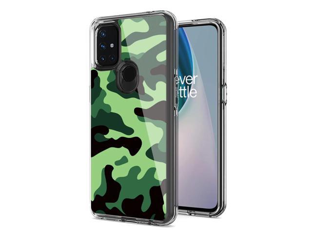 Camouflage Dual Layer Hybrid Hard Plastic and Soft TPU Rubber Case Cover for ONEPLUS NORD N10 5G In Mint Green