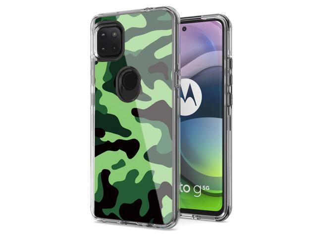 Camouflage Dual Layer Hybrid Hard Plastic and Soft TPU Rubber Case Cover for MOTOROLA ONE 5G ACE In Mint Green