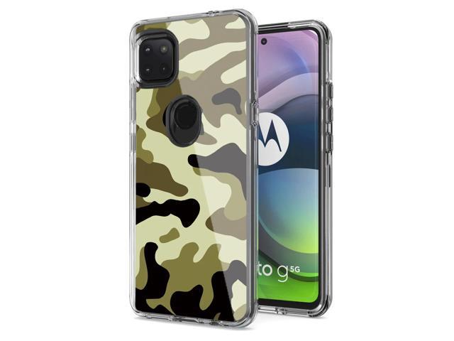 Camouflage Dual Layer Hybrid Hard Plastic and Soft TPU Rubber Case Cover for MOTOROLA ONE 5G ACE In Green