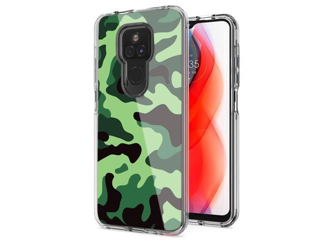 Camouflage Dual Layer Hybrid Hard Plastic and Soft TPU Rubber Case Cover for MOTOROLA G PLAY In Mint Green