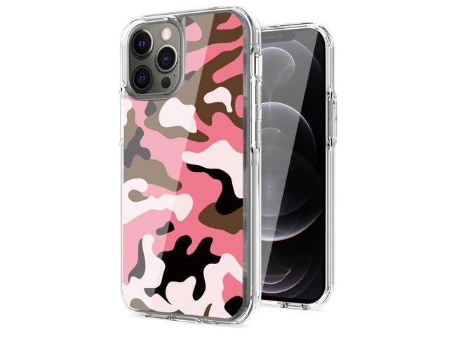 Camouflage Dual Layer Hybrid Hard Plastic and Soft TPU Rubber Case Cover for APPLE IPHONE 12/IPHONE 12 PRO In Pink