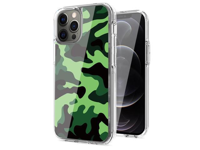 Camouflage Dual Layer Hybrid Hard Plastic and Soft TPU Rubber Case Cover for APPLE IPHONE 12 PRO MAX In Mint Green