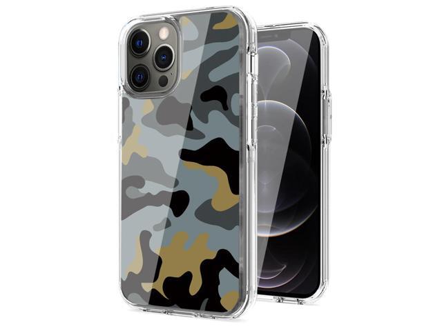 Camouflage Dual Layer Hybrid Hard Plastic and Soft TPU Rubber Case Cover for APPLE IPHONE 12 PRO MAX In Blue