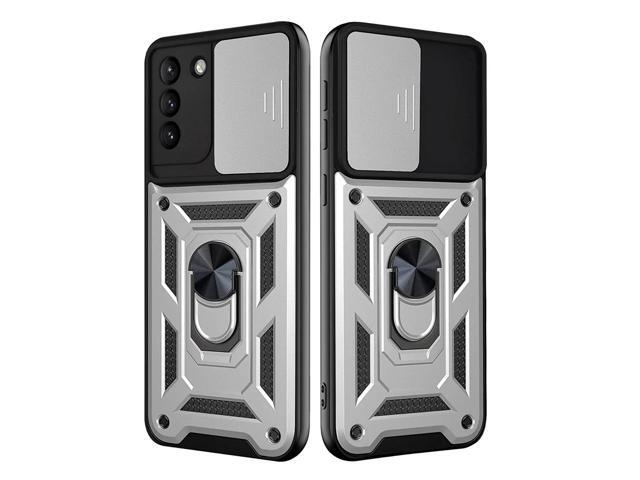 Kickstand Ring Holder with Slide Camera Cover TPU Shockproof Case and Magnetic Car Mount for SAMSUNG GALAXY S21/S30 PLUS In Silver