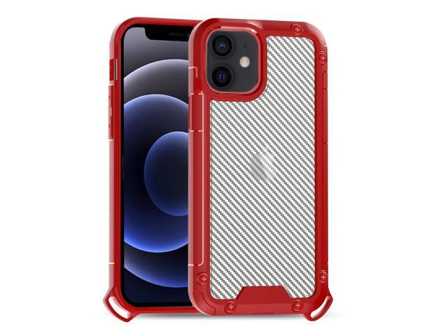 Reiko Shockproof PC Bumper Case With Carbon Fiber Pattern In Red For iPhone 12 Mini