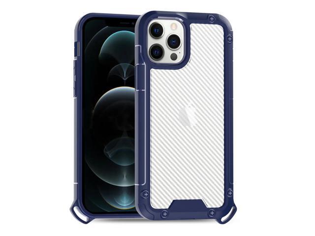 Reiko Shockproof PC Bumper Case With Carbon Fiber Pattern In Navy For iPhone 12 / 12 Pro