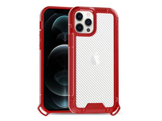 Reiko Shockproof PC Bumper Case With Carbon Fiber Pattern In Red For iPhone 12 Pro Max