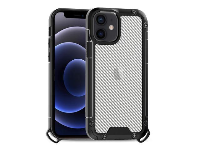 Reiko Shockproof PC Bumper Case With Carbon Fiber Pattern In Black For iPhone 12 Mini