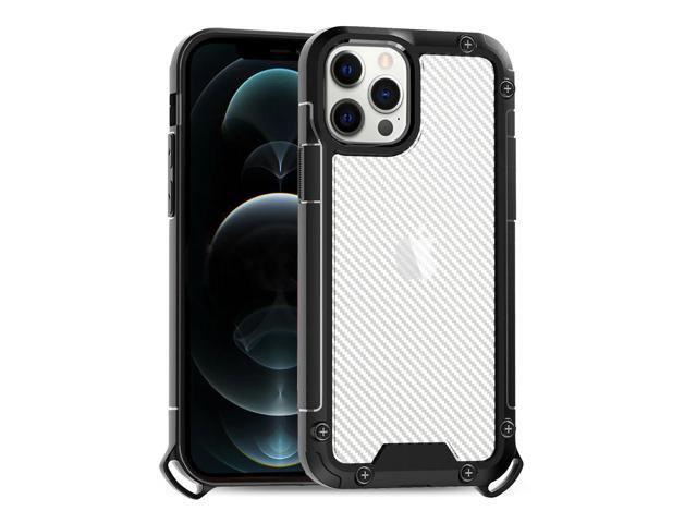 Reiko Shockproof PC Bumper Case With Carbon Fiber Pattern In Black For iPhone 12 Pro Max