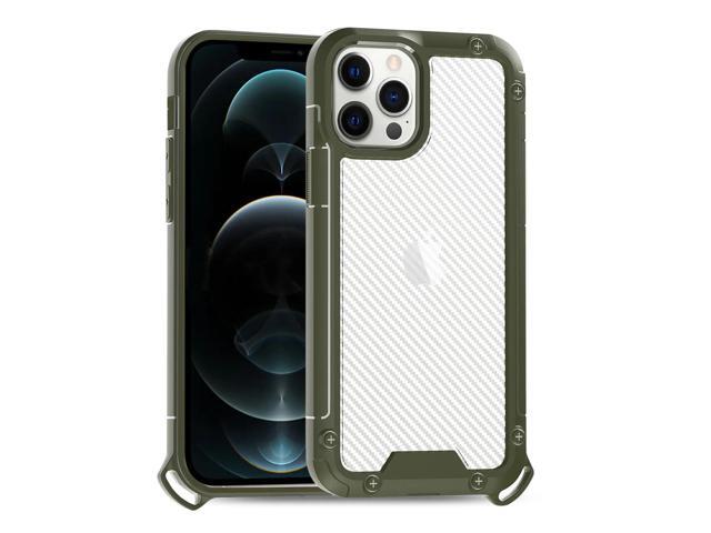 Reiko Shockproof PC Bumper Case With Carbon Fiber Pattern In Green For iPhone 12 Pro Max