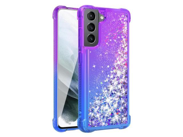 Shiny Flowing Glitter Liquid Bumper Case For Galaxy S21 FE In Purple