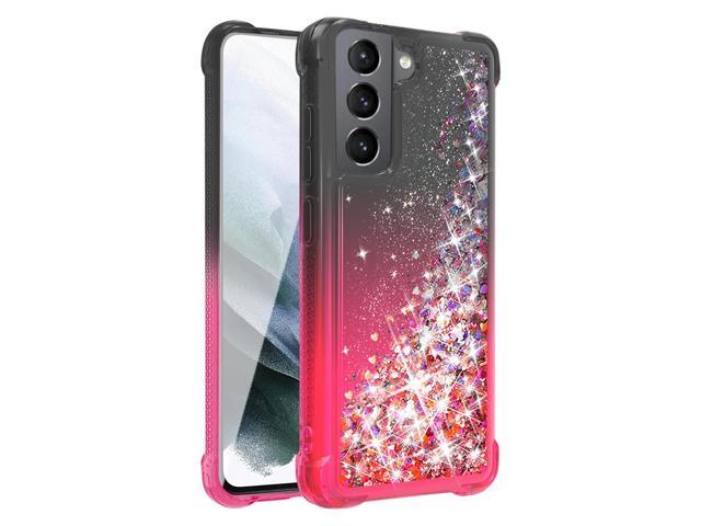 Shiny Flowing Glitter Liquid Bumper Case For Galaxy S21 FE In Black