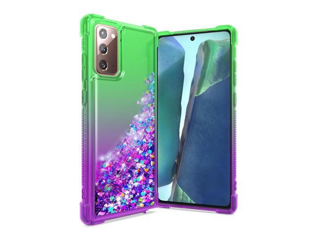 Shiny Flowing Glitter Liquid Bumper Case For SAMSUNG GALAXY NOTE 20 In Green