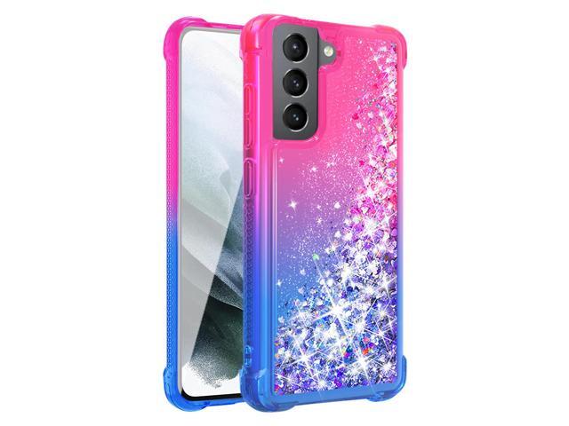 Shiny Flowing Glitter Liquid Bumper Case For Galaxy S21 FE In Pink