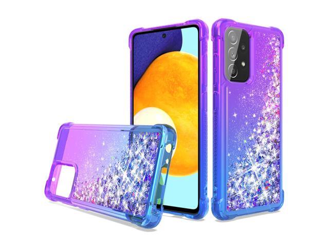 Shiny Flowing Glitter Liquid Bumper Case For Galaxy A52 5G In Purple