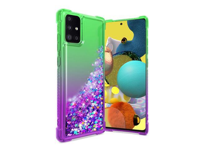 Shiny Flowing Glitter Liquid Bumper Case For SAMSUNG GALAXY A51 5G In Green