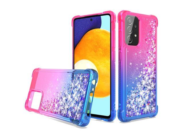 Shiny Flowing Glitter Liquid Bumper Case For Galaxy A52 5G In Pink